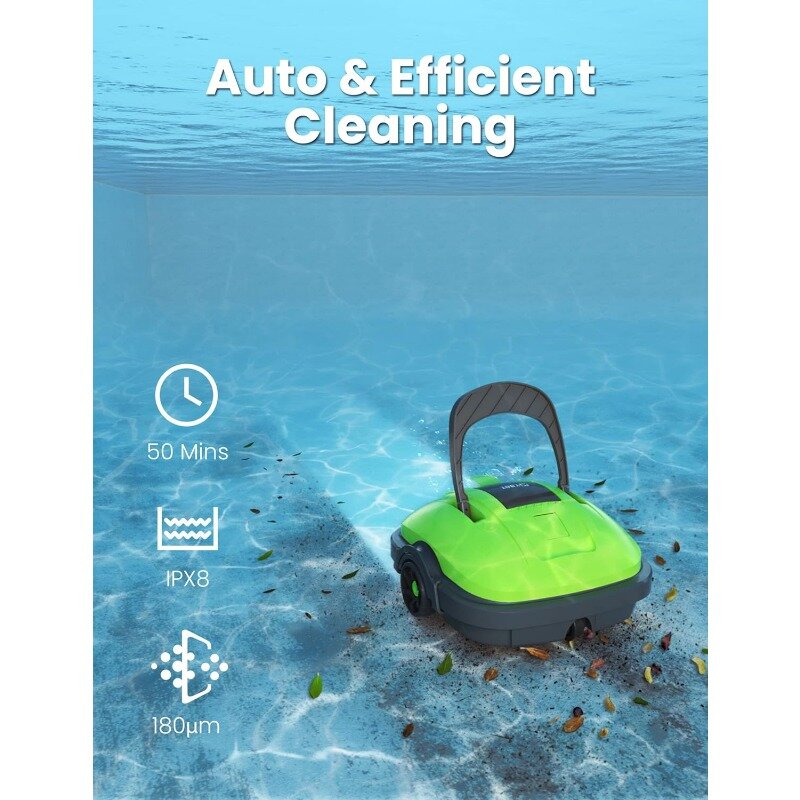 Беспроводной Роботизированный очиститель для бассейна WYBOT, автоматический пылесос для бассейна, Мощное всасывание, двухмоторный (зеленый)