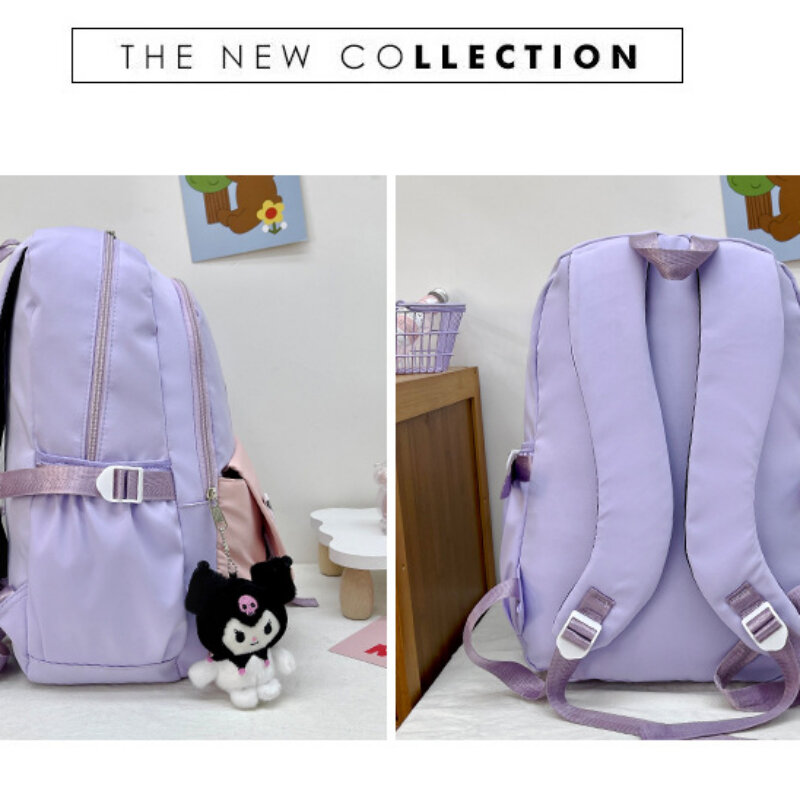Kuromi student schoolbag with badge for primary and secondary school students large capacity cute school backpack for women
