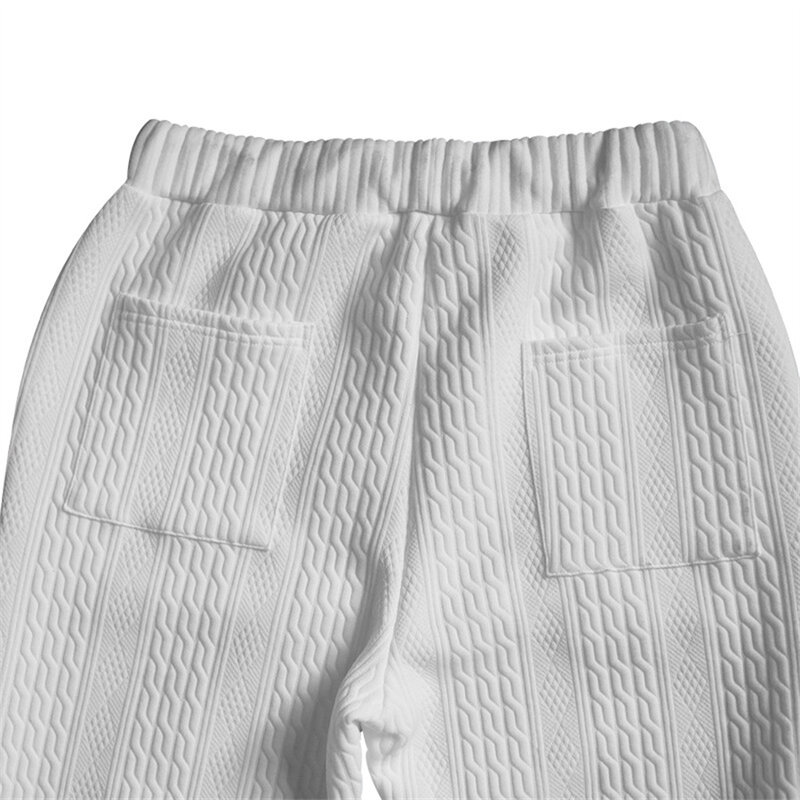 T-shirt à manches courtes et short jacquard pour hommes, ensemble de shorts décontractés, tenues d'été, vêtements à col en V, streetwear, 2 pièces, 2024