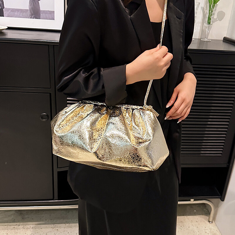 8 Colors Fashion Hobo Bag Luxury Designer Handbag Pleated Cloud Bag Brand Clutches Clip Purse Lady Chain Crossbody Shoulder Bags