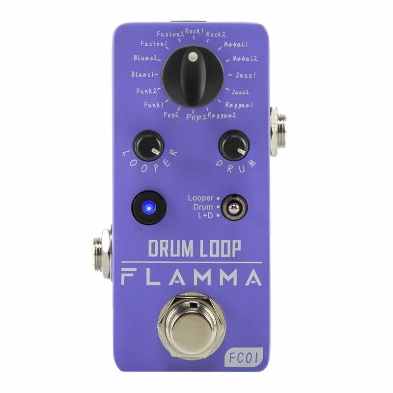 FLAMMA FC01-Pedal Looper de tambor para guitarra, Pedal de efectos de bucle de tambor con 20 minutos de grabación, 16 ranuras de tambor, Tap Tempo