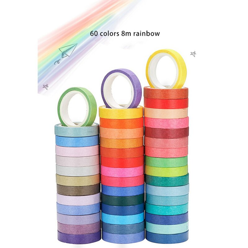 120 Stück grundlegende einfarbige Washi Tape Regenbogen Masking Tape dekorative Klebeband Aufkleber Scrap book Tagebuch Briefpapier
