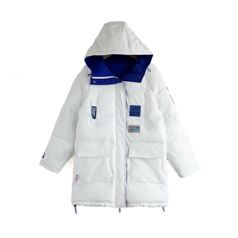 Jaqueta acolchoada reversível para homens e mulheres, casaco de algodão médio comprimento, estilo coreano, jaqueta de rua solta para casal, inverno