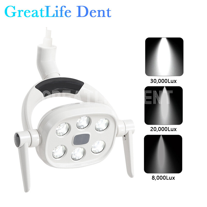 GreatLife-Lámpara de iluminación de 8 grados para dentista, iluminación de inducción para silla Dental, cirugía, luz quirúrgica sin sombras, 15w, 6Led