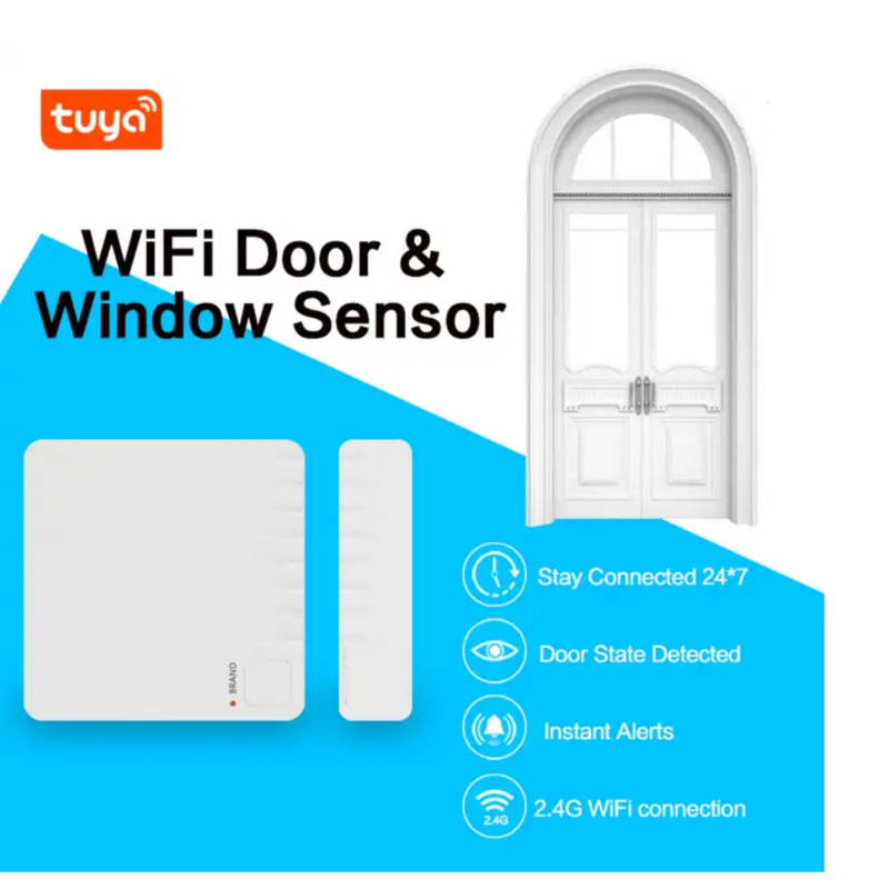 Alarma magnética de puerta con Doodle, Sensor inteligente multifunción para el hogar, de plástico ABS, 130db, para ventana, Tuya