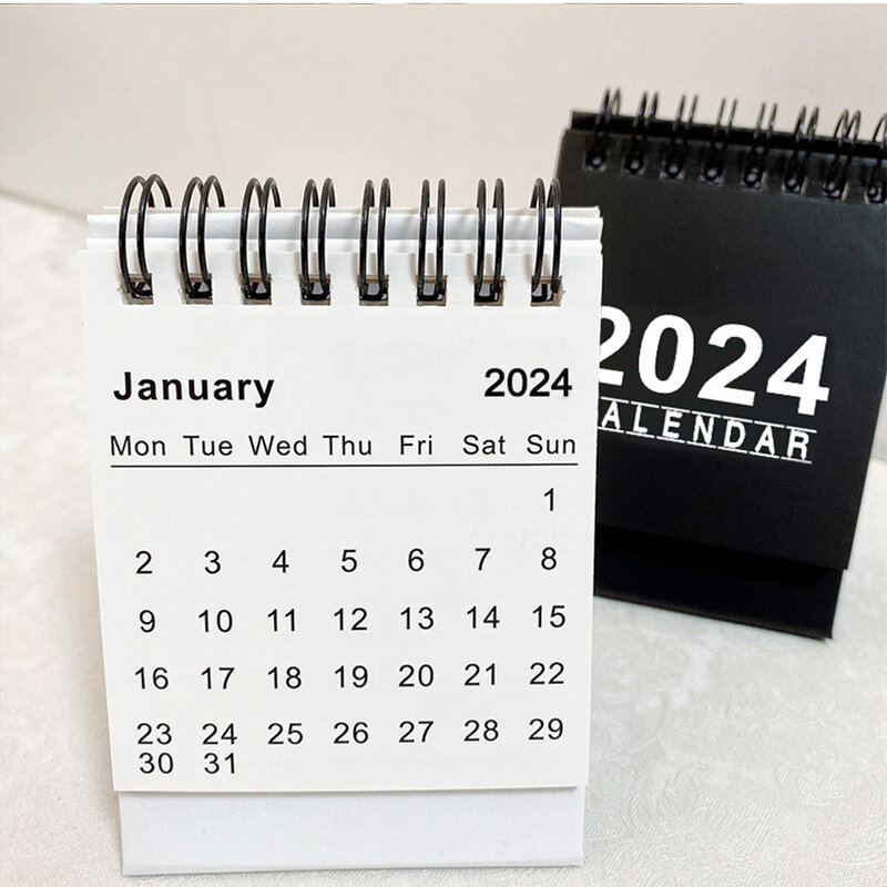 2024 креативный мини-календарь на английском языке, портативный календарь в катушке, планировщик, блокнот, настольное украшение, календарь, канцелярские товары