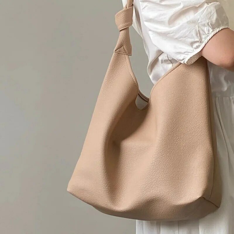 Xiuya-bolsa de ombro de couro grande para mulheres, bolsa elegante de damasco, bolsa suave, casual diária, moda coreana, nova para verão