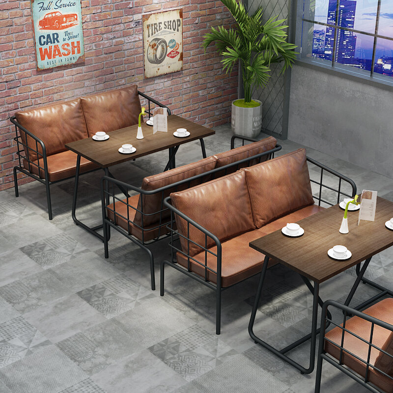 Industrial style hammered metal coffee table set dining table coffee shop chairs and tables for coffee shops