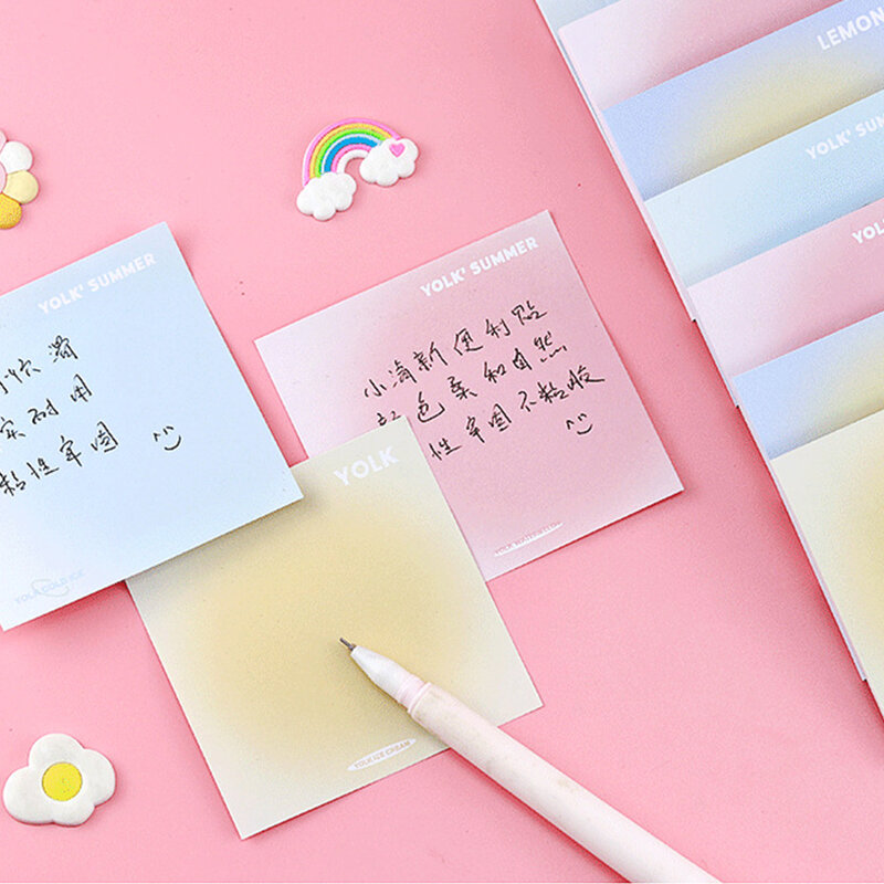 50 Sheets Simple Gradient Sticky Notes Memo Pad Notes Writing Pad Note Stickers Message Sticky Notepad School Office Stationery