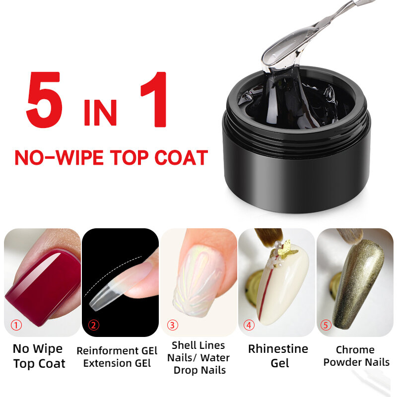 MSHARE 3D Top Coat UV LED Gel Rhinestones No Wipe Topcoat Without Sticky Layer Water Drop 50ml