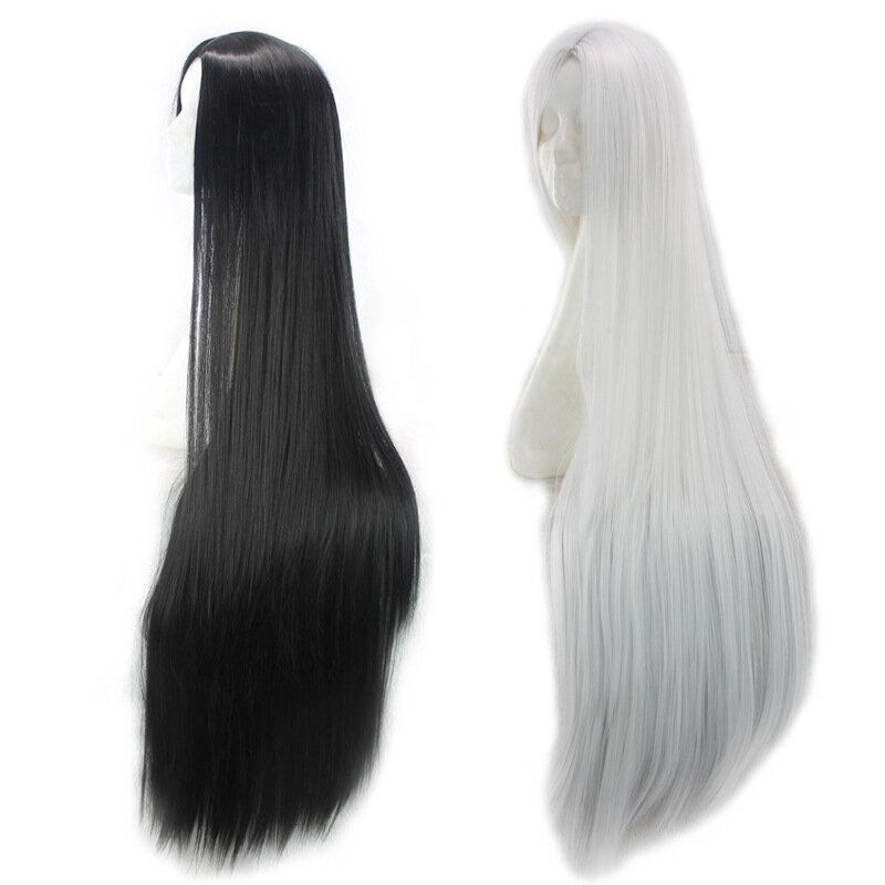 Europe America Africa New style black halve long straight hair woman chemical fiber high temperature silk wig wholesale