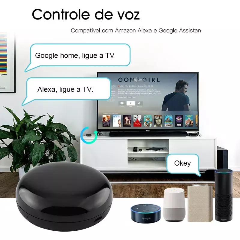 Universal Smart IR Controle Remoto, Controle Infravermelho, Smart Life APP, Um para Todos TV, DVD, AUD, Funciona com Alexa, Google Home