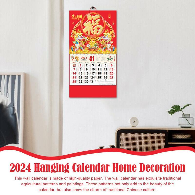 Feliz ano novo chinês calendário para casa, decoração do ano do dragão, tradicional pendurado parede, c2f2