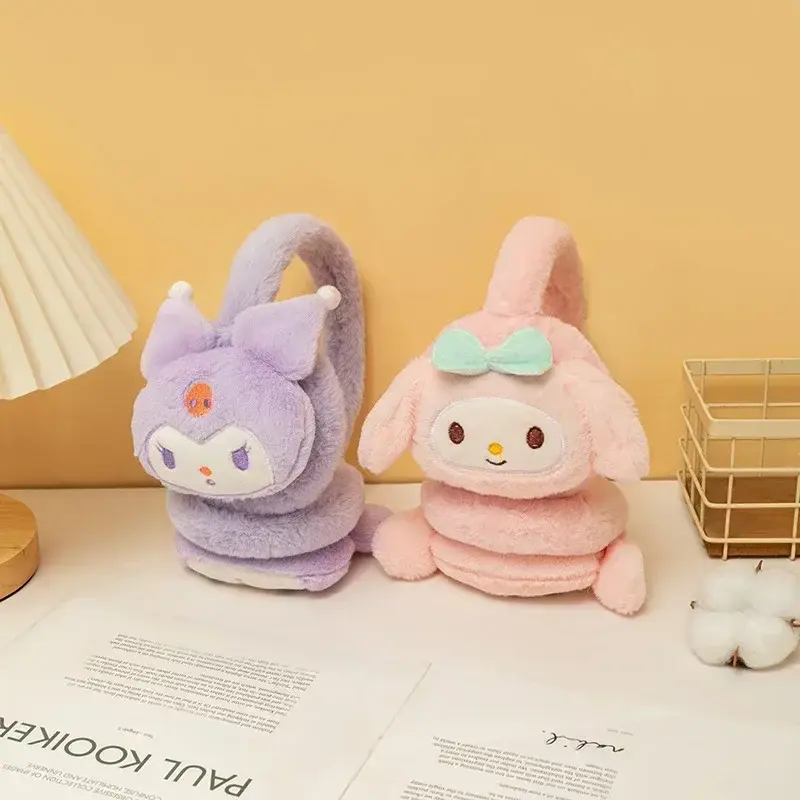 Sanrio Kuromi-orejeras My Melody Cinnamoroll, orejeras de felpa suave para mantener el calor, orejeras Kawaii de dibujos animados, orejeras cálidas, Invierno