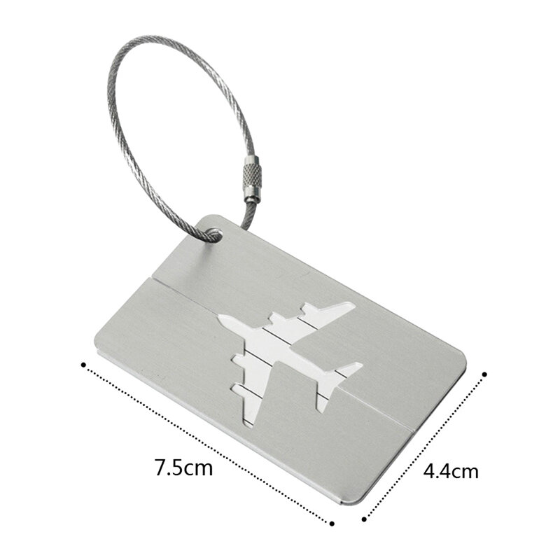 1 buah Aloi Aluminium Tag bagasi perjalanan Tag nama koper Label alamat pemegang bagasi logam Tag Aksesori Perjalanan