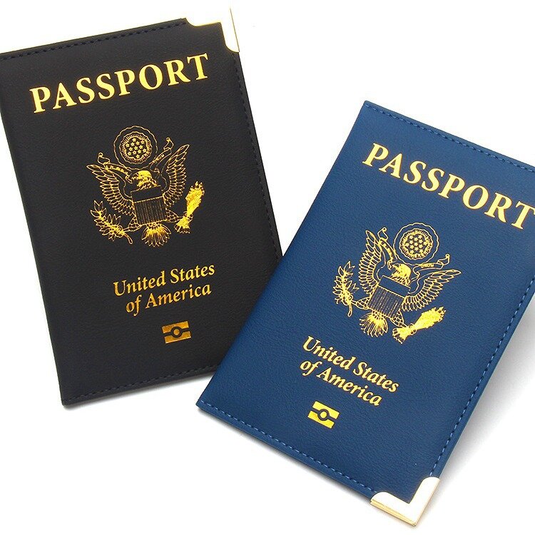 ซองใส่พาสปอร์ตสำหรับผู้หญิงเคส PU dompet Travel มุมโลหะสำหรับใส่บัตรพาสปอร์ต USA
