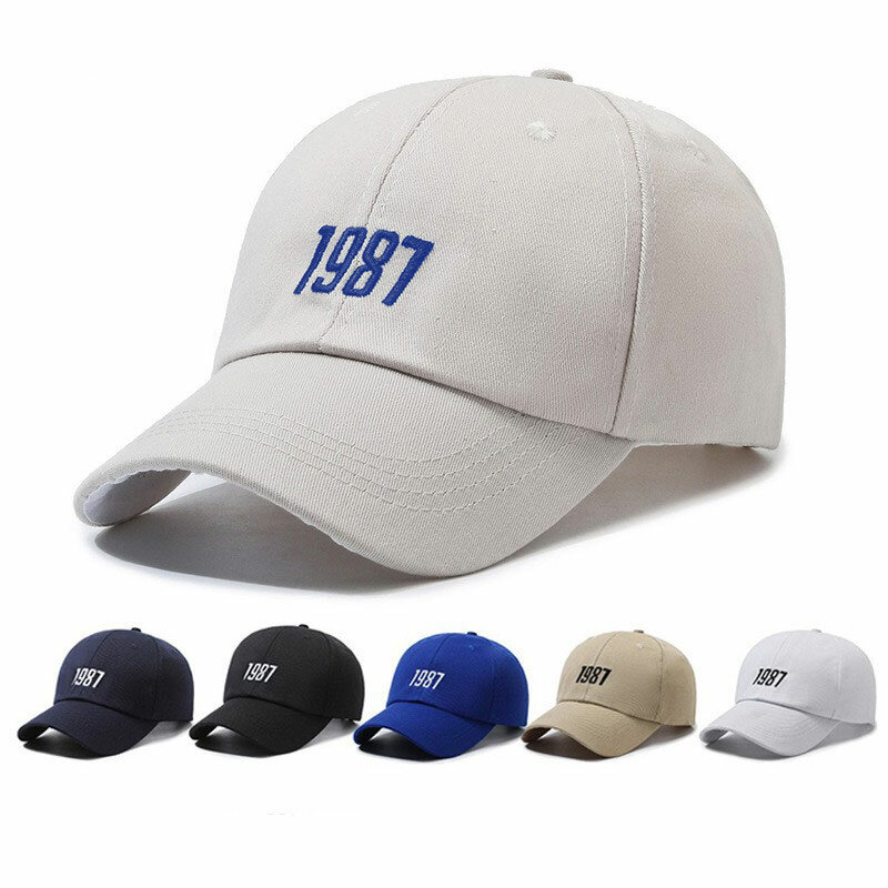 2024 New Baseball Hat Digital 1987 Retro Digital Embroidery Student Couple Baseball Hat Outdoor Men's Sunshade Casual Hat