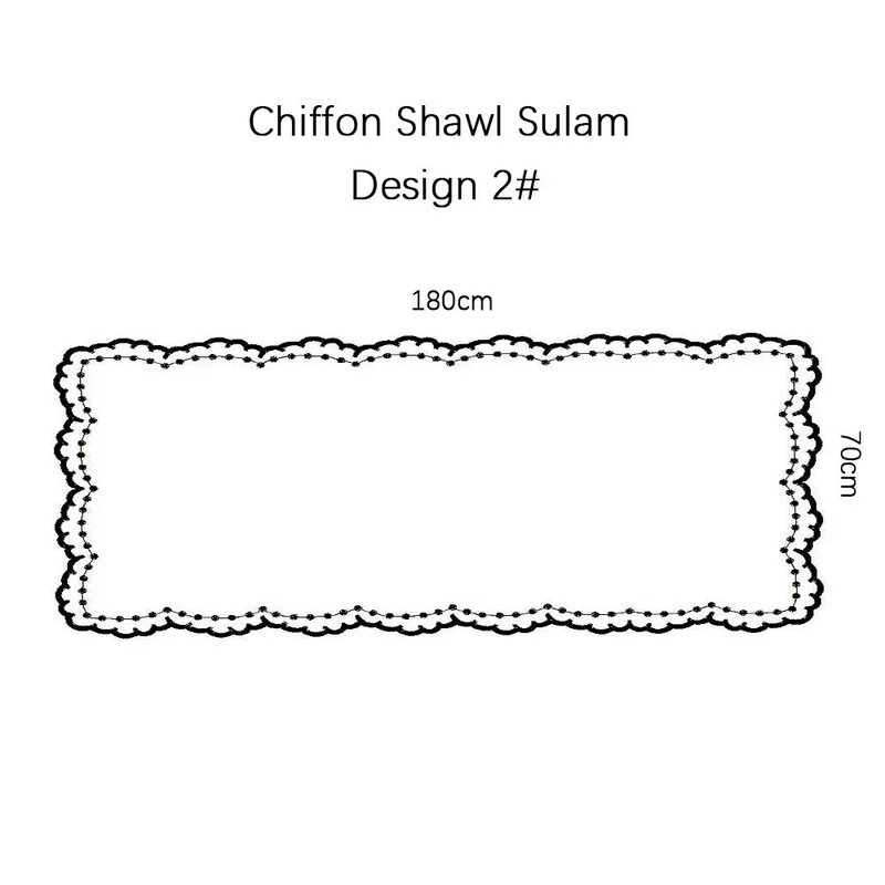 Sulam Hijab Shawl Embroidered Scallop Headscarf Newest Premium Heavy Chiffon Embroidery Edge Shawls Hijab Scarf