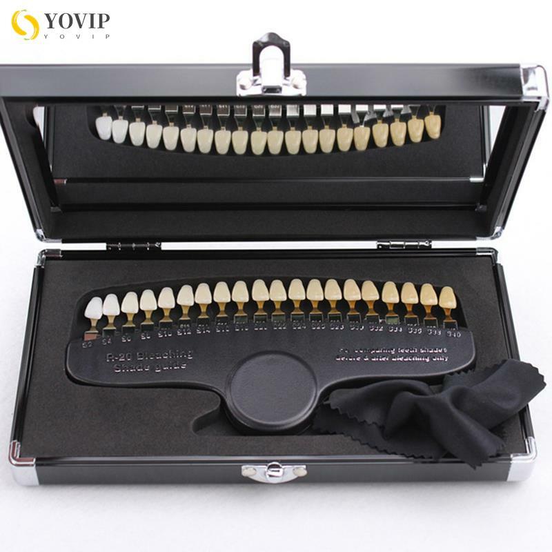Dental Teeth Whitening Palette 20 Colours Porcelain 3d Teeth Shade Guide With Mirror Before And After Colour Values