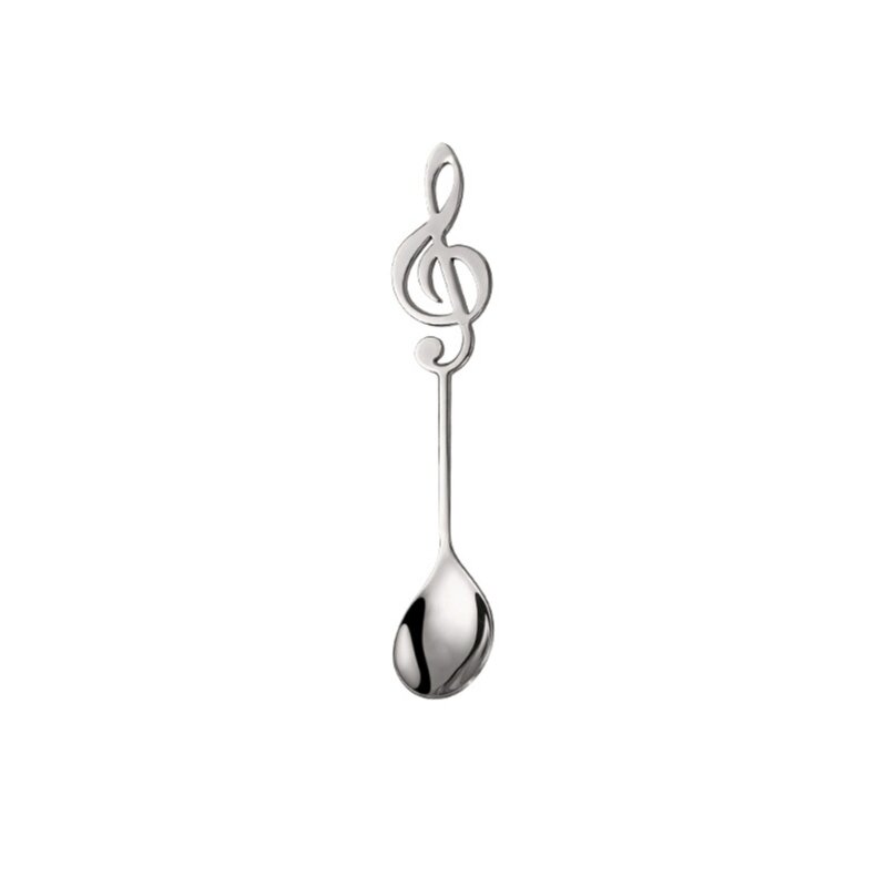 Cucchiaio per mescolare caffè in acciaio inossidabile 304, cucchiaio per note musicali, tazza, cucchiaini da tè, bar gelato,