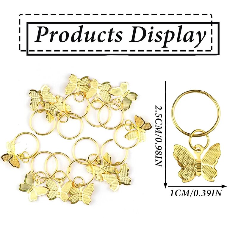 Anéis de tranças prateados e dourados para mulheres, clipes loop, anéis de tranças DIY hip-hop, decoração de punhos metálicos, acessórios fashion