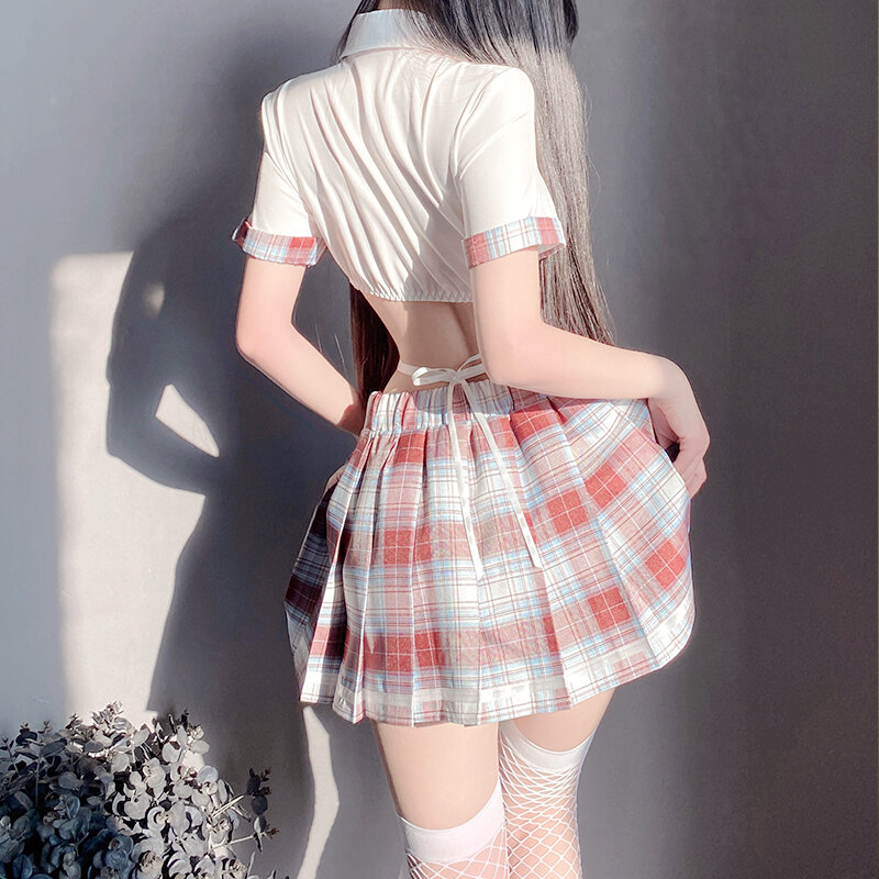 애니메이션 일본 귀여운 여학생 코스프레 유혹 의상, 섹시한 란제리 바디 슈트 스커트, 에로틱 학생 JK 유니폼