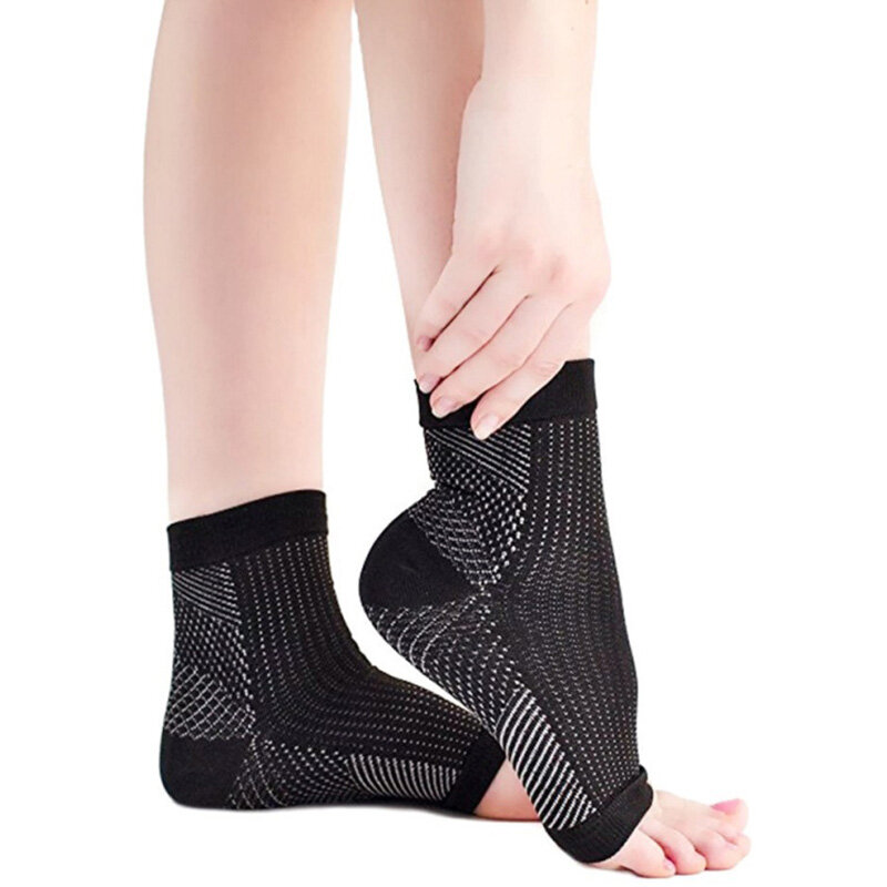 Meias esportivas respiráveis para homens e mulheres, anti fadiga, meias de compressão, meias de tornozelo anjo, meias de manga exterior, 2 pares