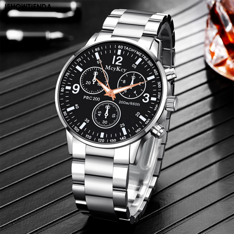 Часы наручные мужские кварцевые с хронографом, брендовые Роскошные спортивные из нержавеющей стали, подарок для мужчин