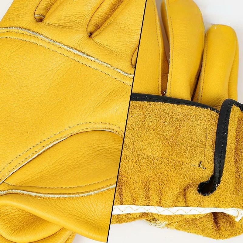 Work Gloves Cowhide Leather Workers Work Welding Safety Protection Garden Sports Motorcycle Driver Wear-resistant Gloves