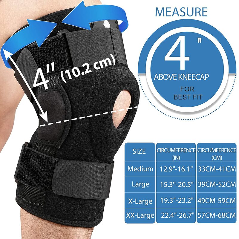 1PC Knee Brace with Dual Metal Side Stabilizers Knee Support Adjustable Compression Breathable Patella Protector Arthritic Guard