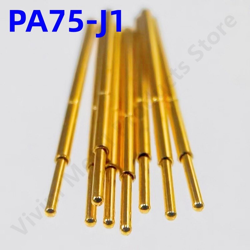 100PCS PA75-J1 Spring Test Probe PA75-J Test Pin Test Tool 15.8mm Dia 1.02mm Gold Needle Tip Dia 0.74mm Pogo Pin P75-J P75-J1
