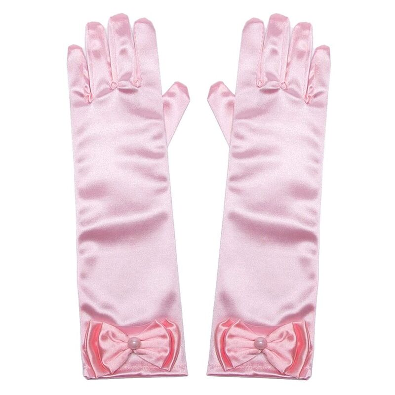 Wear Satin Sequins Princess Dance Performance Children Long Gloves Full Finger Mittens Stage Gloves Princess Skirt Accessories