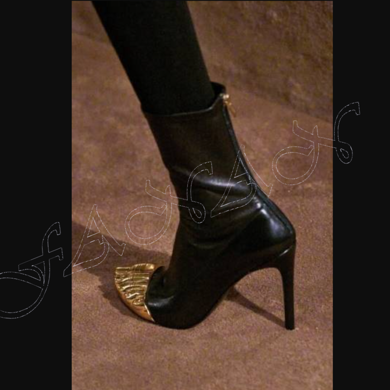 Gold Toe Fünf-Finger-Stiefel seltsamen Stil Modenschau Schuhe Runway Knie hoch dünne Fersen Schuhe für Frauen Zapatillas Mujer