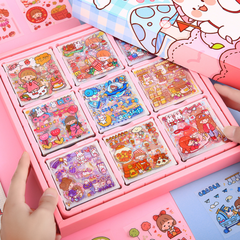Mr. Paper 50pcs Waterproof PET Cartoon Cute Stickers Children Handbook Decoration Kawaii Stickers Korean Stationery Supplies