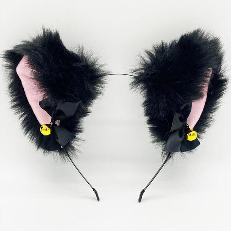 Cat Ears Lace Headband para Mulheres e Meninas, Colar de Pelúcia, Bell Hairband, Cosplay, Masquerade, Party Costume, Acessórios para Cabelo, Sexy