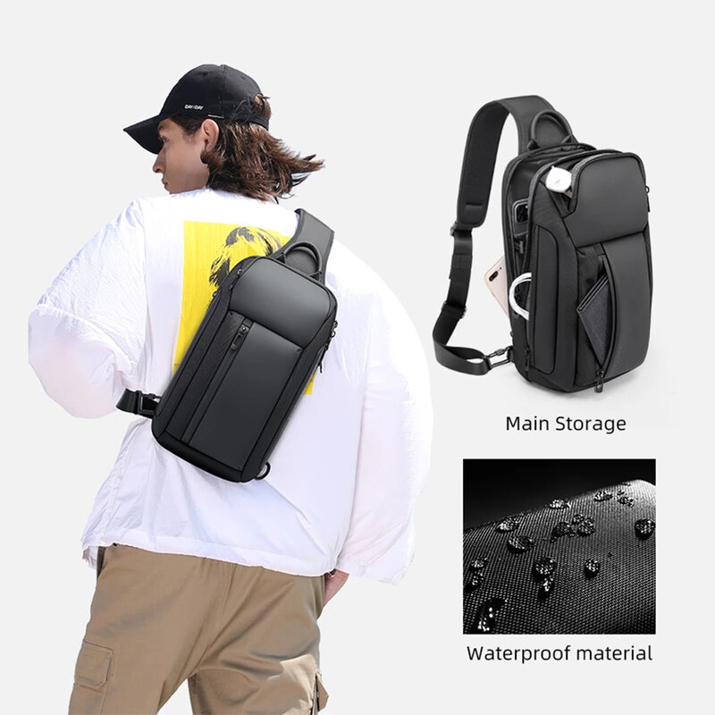 Resilver Borst Tas Man Crossbody Crossbody Reizen Sling Bags Multifunctionele Pack Messenger Waterdicht Pack