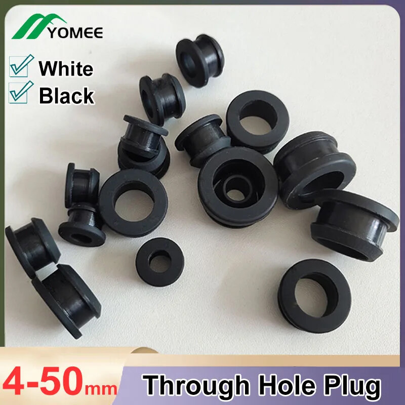 Black Rubber Silicone Grommets Snap on Through Hole Inserts Plug Wire Protector Ring Seal Rings 4.5mm-50.6mm