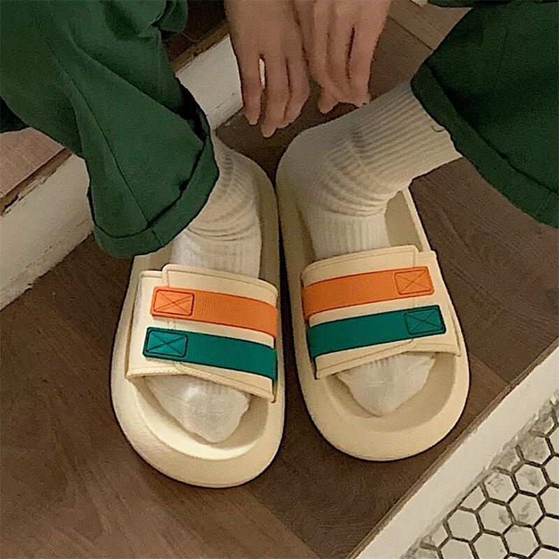 Sandal wanita, sandal sol tebal lembut untuk wanita di musim panas pasangan Flip flop memakai Platform EVA anti-selip sandal untuk pria