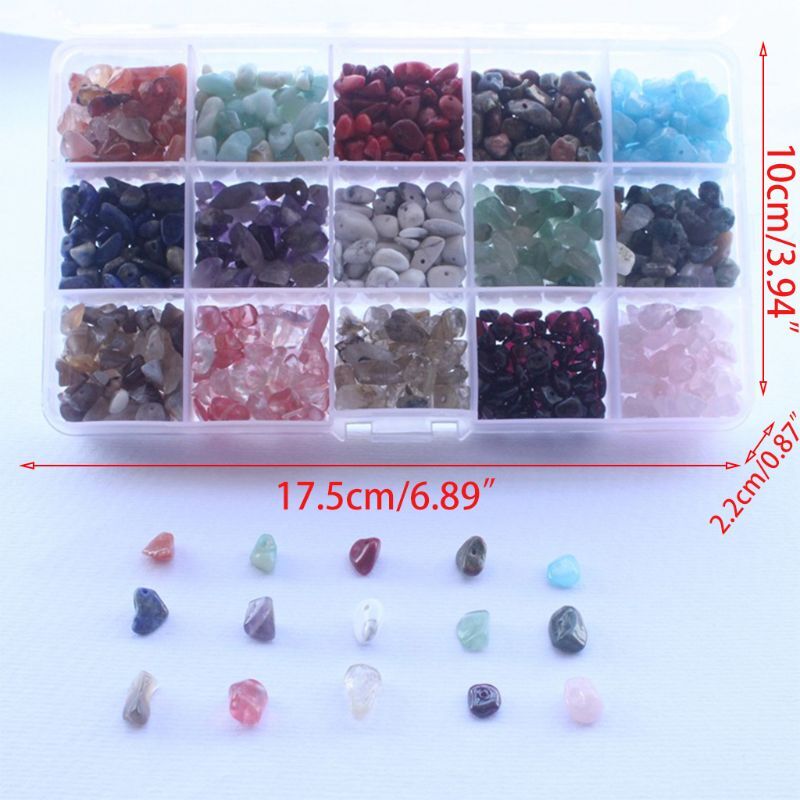 Kits chips naturales forma irregular, cuentas piedras preciosas surtidas 15 colores para manualidades, pulseras,