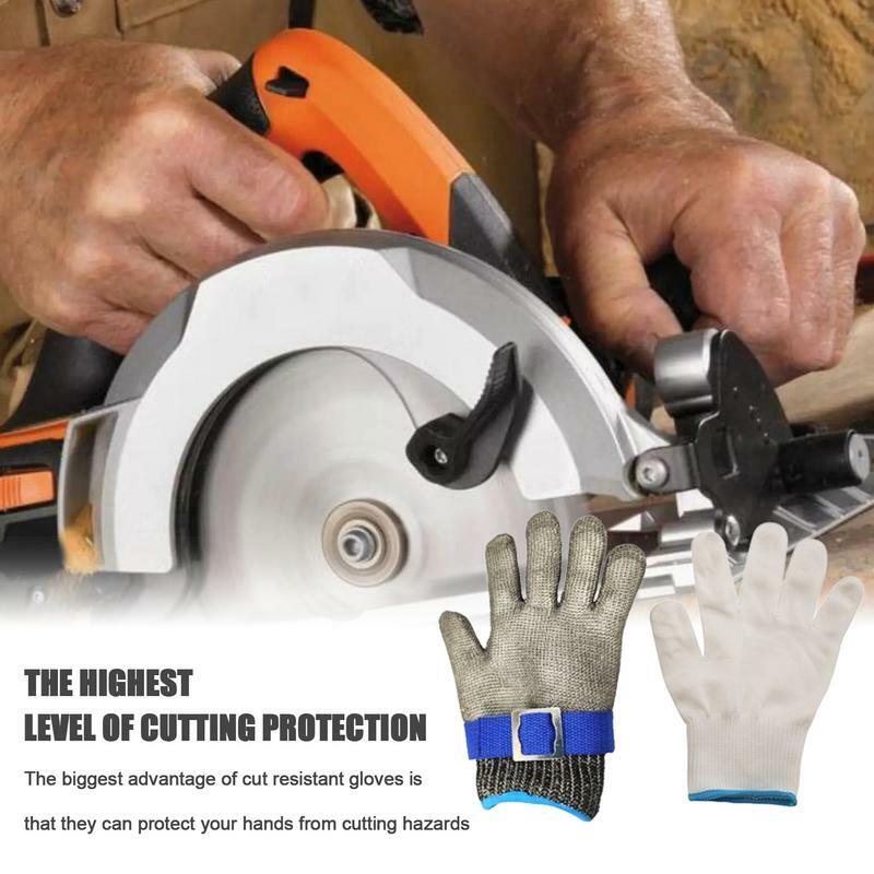 ถุงมือป้องกันการก่อสร้างสำหรับในร่มถุงมือโซ่สแตนเลส316ทนทานและสวมใส่สบายป้องกันการตัด
