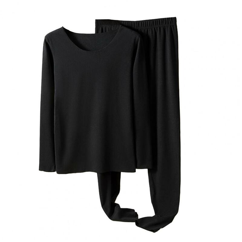 Set di pantaloni superiori modellanti per il corpo Set pigiama invernale accogliente con alta elasticità pantaloni caldi morbidi per le donne 2 pezzi girocollo