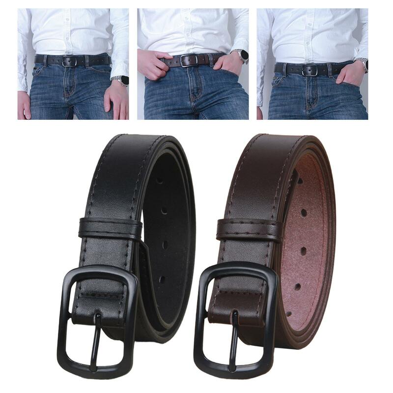 Cinto de couro PU ajustável para homens, fivela de metal, cinto de cintura, calças ao ar livre para viagem