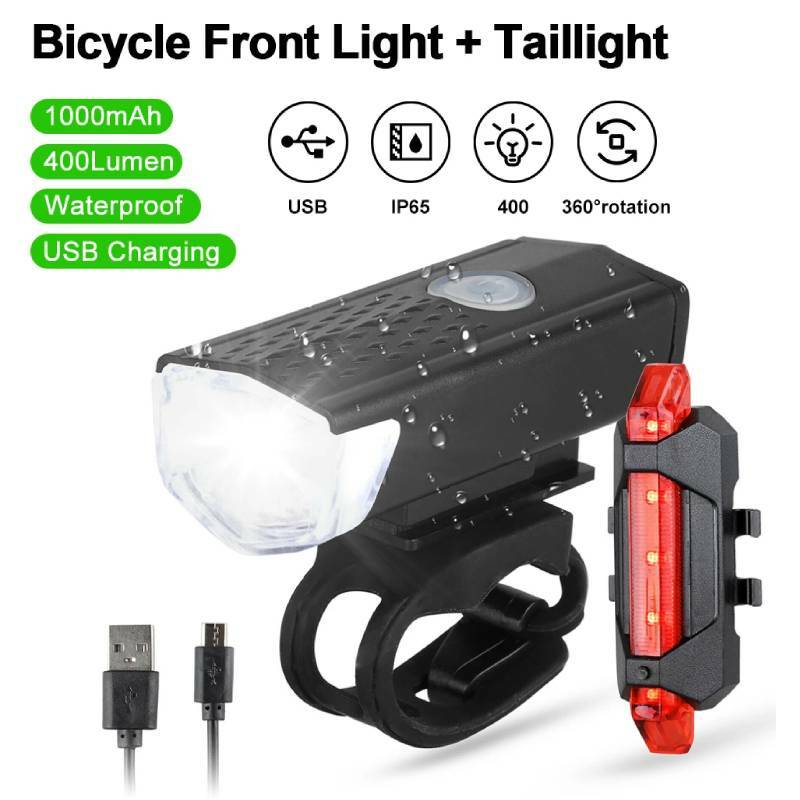 Feu avant de bicyclette Rechargeable par USB, lampe frontale à Led, feux arrière de bicyclette, accessoires de cyclisme