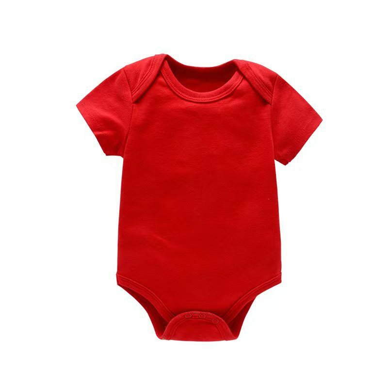 Podstawowy styl noworodka maluchy Romper z krótkim rękawem czerwony czarny biały jednolity kolor body chłopców i dziewcząt ubrania Creeper