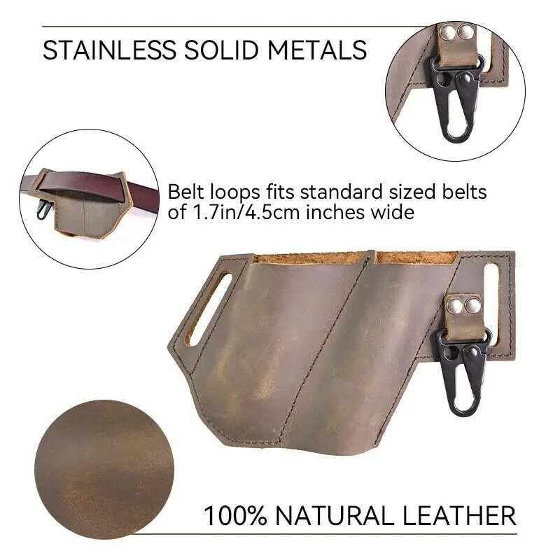1pcGenuine Leather EDC Multi tool Plier Sheath Waist Belt Pouch Tactical Multi Tool Folding Knife Flashlight Holder for Leather