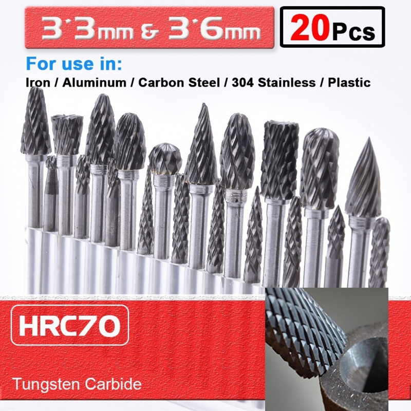 1/10/20pcs Tungsten Carbide Rotary Point Burr Die Grinder Shank Set 3*3mm & 3*6mm