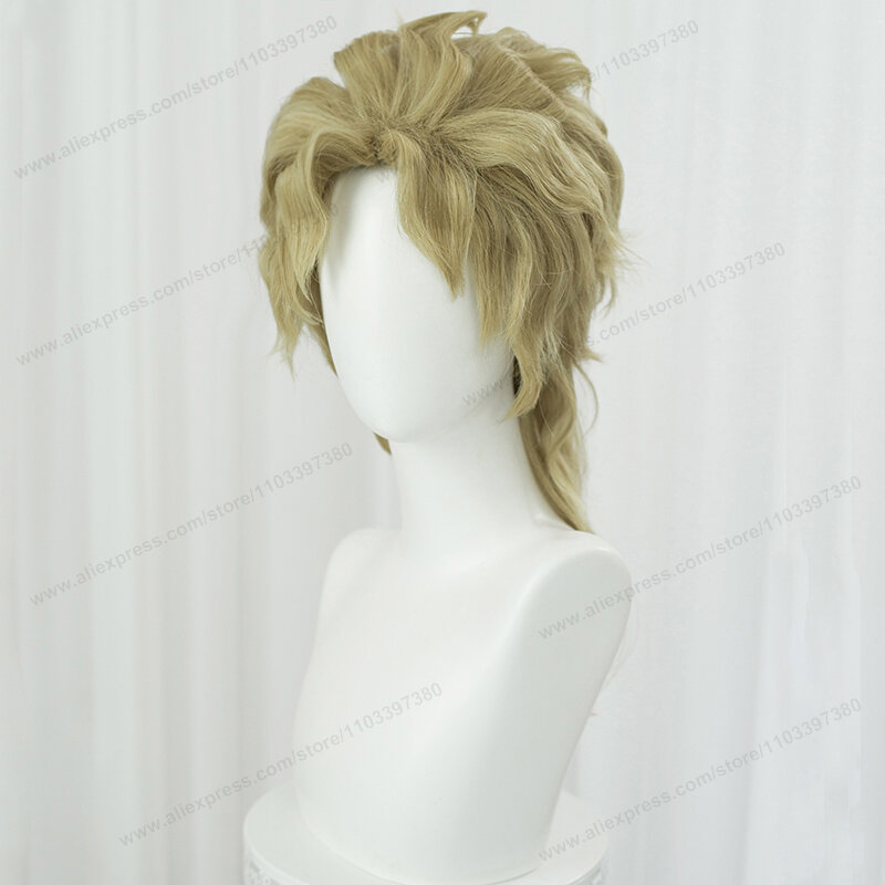 Anime Dio Brando Cosplay Wig 40cm Men Short Golden Wigs Heat Resistant Synthetic Hair