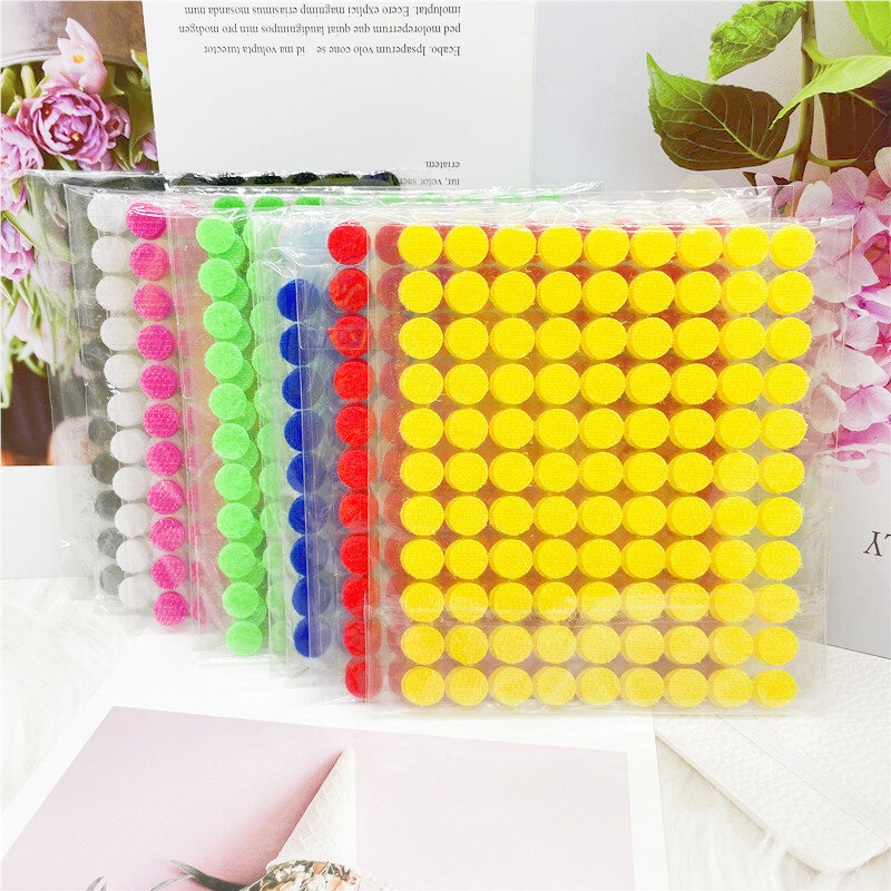 99Pairs 10mm Multicolor Adhesive Fastener Tape Dots Nylon Sticky Hook And Loop Dot Sticker Double Sided Round Self-Adhesive