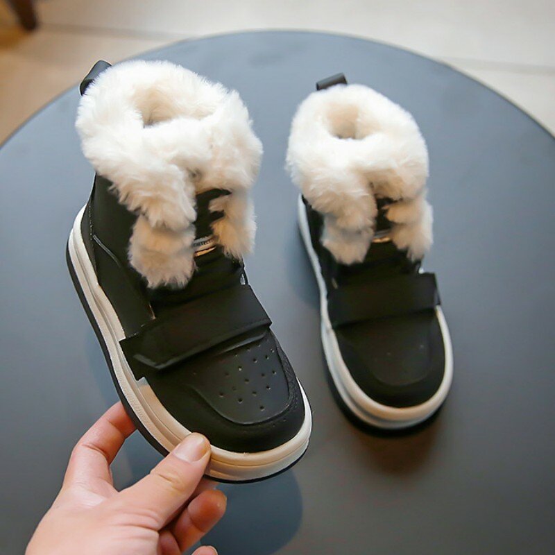 Зимние ботинки YISHEN для девочек, зимняя детская хлопковая обувь, ботильоны, кожаная плюс бархатная повседневная обувь для детей, белые ботинки