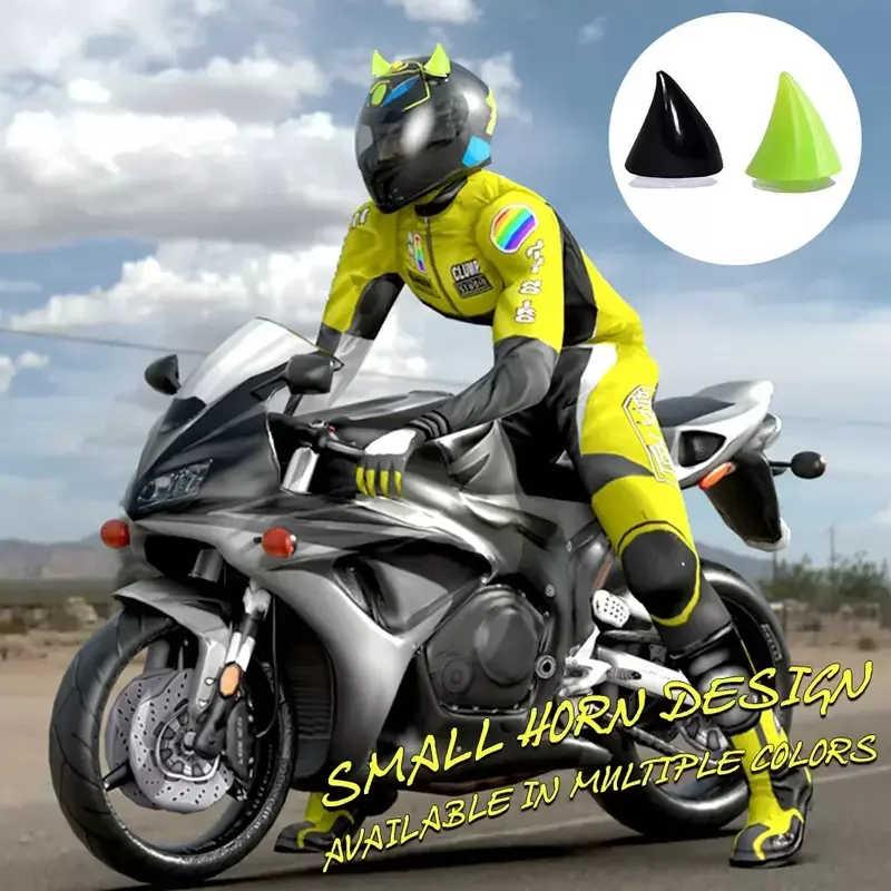 2ชิ้นหมวกกันน็อกรถจักรยานยนต์น่ารักมุมยาง Horn ตกแต่ง Motocross Full Face Off Road ตกแต่ง Moto อุปกรณ์เสริม